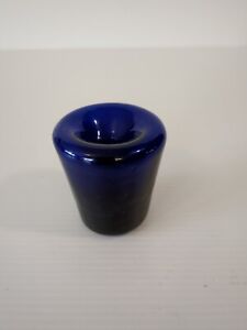 Antique Cobalt Blue Glass Hand Blown Pontiled Funnel Inkwell