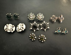 Vintage Earrings Lot of  7  Pair Rhinestone & Colored Stone Clip & Screw Back