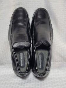 Hush Puppies Mens Black Oxford Leather Slip On Dress Shoes Size 12