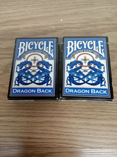2 Decks 2011 Bicycle Playing Cards Deck DRAGON BACK - Blue & Black - Open Box