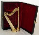 Harp replica handmade collectible gold plated miniature 7
