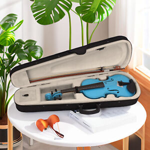 Sky Blue 4/4 Full Size Acoustic Violin w/ Case Bow Rosin, Beginner Violin Set