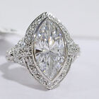 8Ct Engagement Vintage Ring Simulated Diamond 14K White Gold Plated 925 Silver