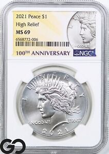 New Listing2021 Peace Silver Dollar Silver Coin NGC Mint State 69 * High Relief, Popular