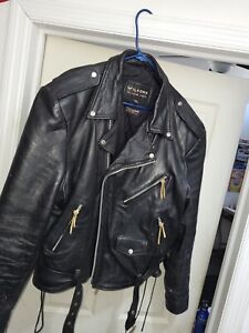 Wilsons Heavy Biker Motorcycle Black Leather Thinsulate Belted  Jacket Men XXL