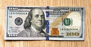 Repeat …969696 One Hundred Dollar Bill $100 Fancy Serial Number 2009  A Crispy