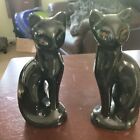 New ListingMid Century Modern MCM Pair (2) Black Cats with Green Eyes Vintage Taiwan