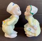 RARE Vintage Boehm Dutch Boy + Girl Kissing with Tulips Salt and Pepper Shakers.