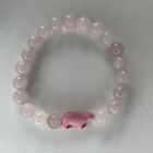 Fahlo Pink Polar Bear Rose Quartz Beaded Elastic Bracelet 9”