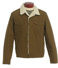 Men Levi's The Trucker Jacket Sherpa Lined Dark Olive Green Size XL 163650189