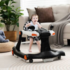 2-in-1 Baby Walker Foldable Activity Push Walker with 3 Adjustable Height Black