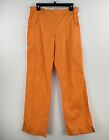 Koi by Kathy Peterson Women M TALL Scrub Cargo Pants Elastic Waist Orange Zip