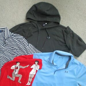 4 Lot Under Armour Mens L Hoodie Polo Ralph Lauren Striped Casual Dating T Shirt