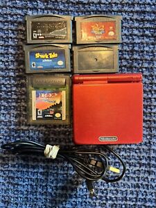 New ListingNintendo Game Boy Advance SP - Flame Red w/ Charging Cable And 5 Games