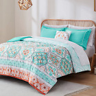 Full Size Comforter Sets, Aqua Boho Complete Bedding Set with Sheet, Microfiber