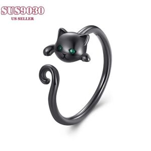 925 Sterling Silver Cat Ring for Women  Cute Gifts jewelry  Wrap Open finger