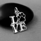 Silver Love Paw Print Charm - Pet Lover Charm -  Animal Lover Charm Jewelry