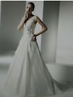 Anjolique Ivory Bisque Silk V-Neck Silk Taffeta Princess Wedding Gown Size 10