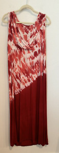 One World Live and Let Live Red Tie Dye V Neck Maxi Dress Crochet Women's Sz 2X