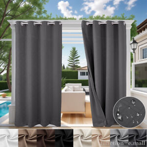 3D Embossed Outdoor Patio Curtains Waterproof Grommet Top and Tab Bottom Drape