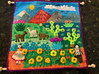 Peruvian Handmade Arpillera Colorful Fabric Tapestry 10” x 10”