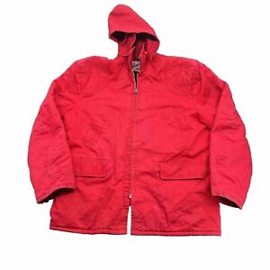 Vtg Huntogs Coat Men L/XL Hunting Red Detachable Hood Insulated