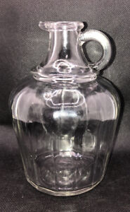 Vintage Indiana Glass Jug Bottle 5.75” With Handle Oil Vinegar Ribbed Design