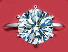 3.03Ct Vvs1 Blue White Round Solitaire Moissanite Diamond Engagement Silver Ring