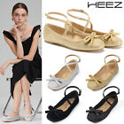 HEEZ Women Ballet Flats Bowknot Mary Jane Walking Shoes Ankle Strap Casual Dress