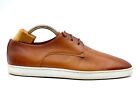Santoni Men's Plain Toe Leather Derby Sneakers 62491 Brown Made in Italy Sz 10