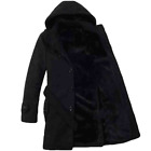 Mens Faux Fur Liner Business Long Trench Coat Casual Hooded Winter Warm Outwear