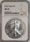 2022 NGC MS 70 BEAUTIFUL AMERICAN SILVER EAGLE, NEW REVERSE DESIGN
