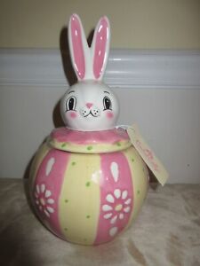 Johanna Parker Easter Bunny Canister Cookie Jar Carnival Cottage NEW