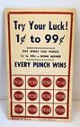 Vintage Try Your Luck Store Advertising Coupon Every Punch Wins Unpunched Card