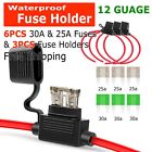 3X 12 Gauge Mini ATC 25A 30A Fuse Holder In-Line AWG Wire Copper 12 Volt Blade