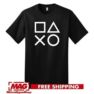 PS CONTROLLER ICONS BLACK T-SHIRT Playstation Videogame Gaming Shirt Tee PS5