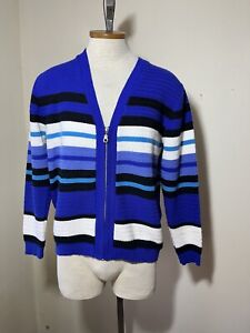 AC American Collection Women Vintage 80s Size L blue  cardigan Zip Up sweater