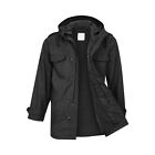 German Parka Army Military Style NATO Hooded Jacket Warm Lined Field Coat Black