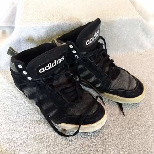 Adidas Mens Black/Gray Canvas High Top Basketball Shoes, Size: 10.5 #US70-14