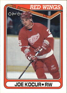 1990-91 O-Pee-Chee Red Wings Hockey Card #55 Joey Kocur RC