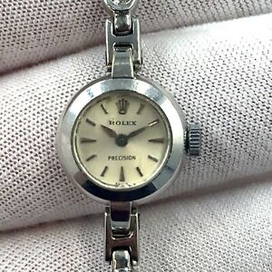 Vintage Rolex 18k White Gold, Diamond & Sapphire Lady's Watch-Working