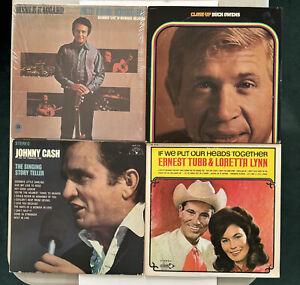New ListingLot of 4 Vinyl LPs Merle Haggard Buck Owens Johnny Cash Ernest Tubb Loretta Lynn