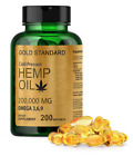 200,000mg HEMP SEED OIL SOFTGELS Omega 3 6 9 Fatty Acids COLD PRESSED CAPSULE
