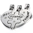 3pcs ''BEST FRIEND FOREVER'' Stainless Steel Heart Pendant Necklace Friendship