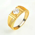 Gold Plated Men Ring Cubic Zirconia Twill Square Fashion Jewelry