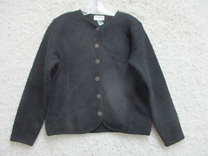 VINTAGE Empress Sweater Medium Adult Black Cardigan 100% Wool Shoulder Pad Women