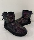 UGG Australia Classic Mini Bow Cosmos Boots Women’s Size 7 Black/Sparkle Glitter
