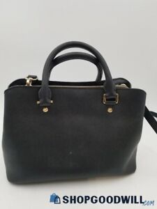 Michael Kors Satchel Leather Black Handbag Shoulder Bag w COA