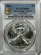 New Listing2021 American Silver Eagle (Type 2) MS-69 PCGS FirstStrike $1 Coin