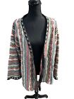 Vintage 70s Striped knit Cardigan Sweater XL Bell Sleeve Open Front Hippie Boho